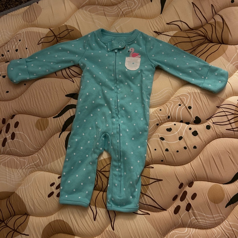 Carter's Teal and White Polka Dot Footie